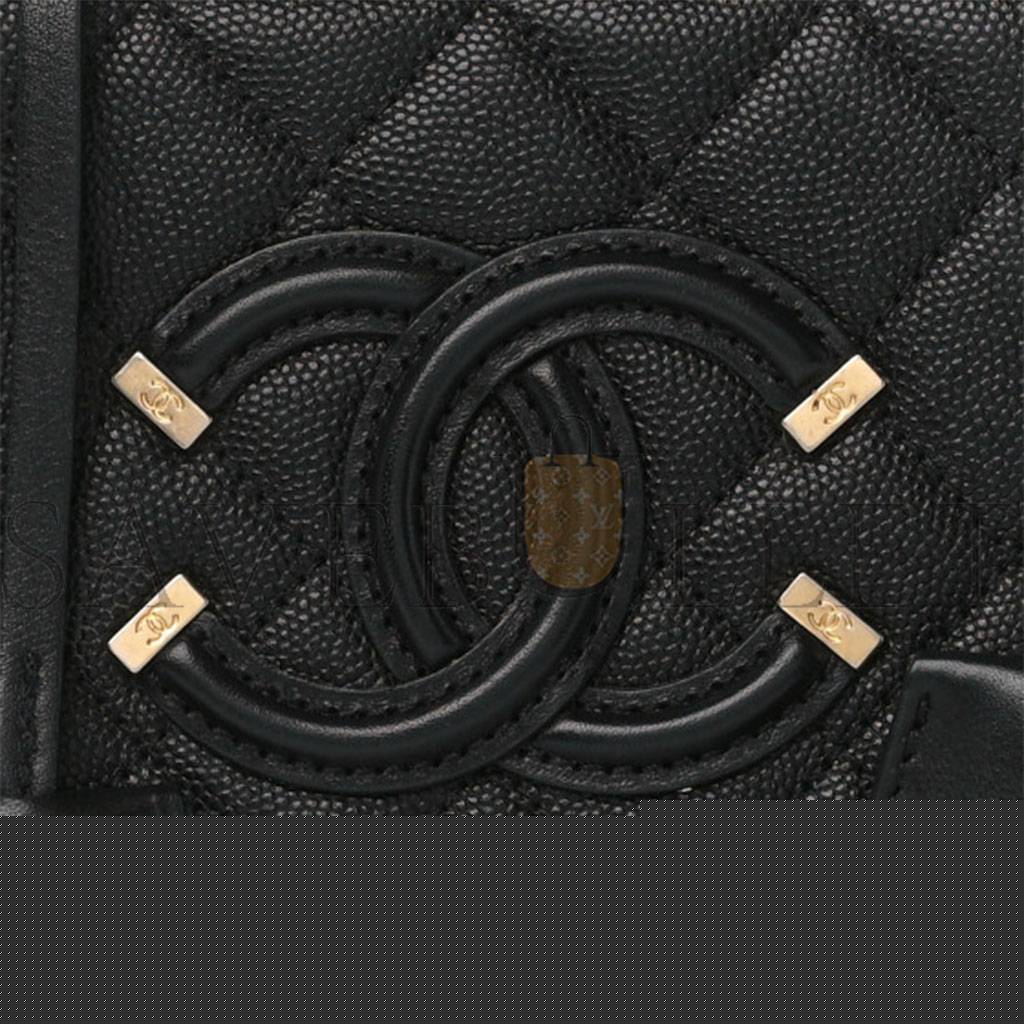 Ch*el caviar quilted small filigree vanity case black (16*13*7cm)